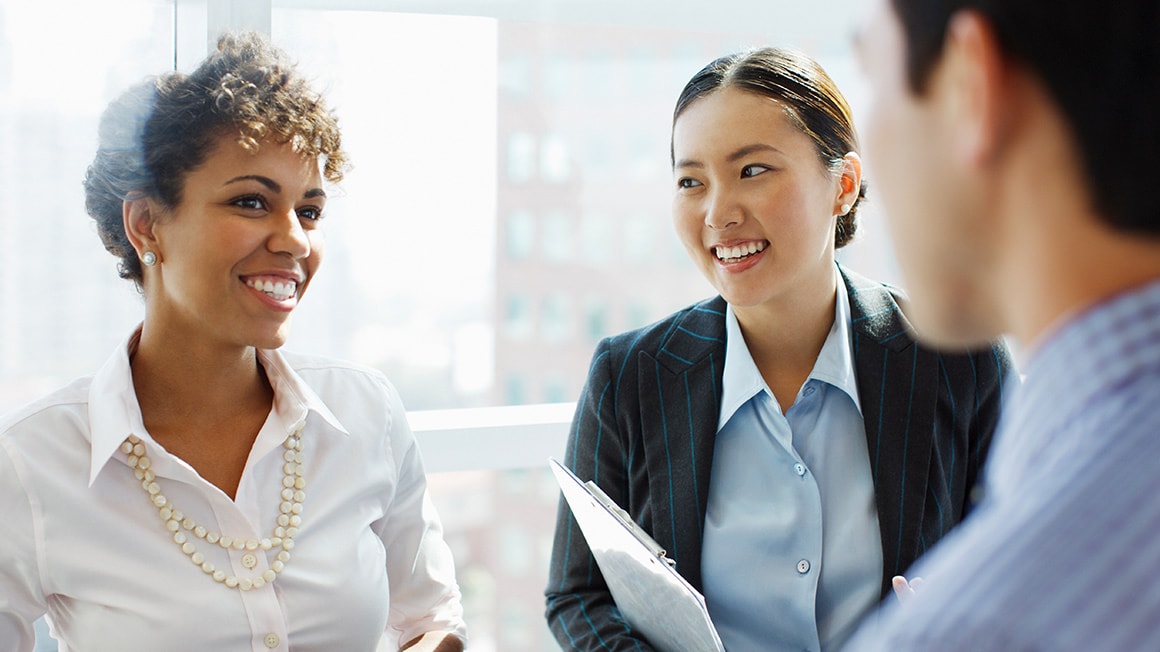 A diverse team in an office setting